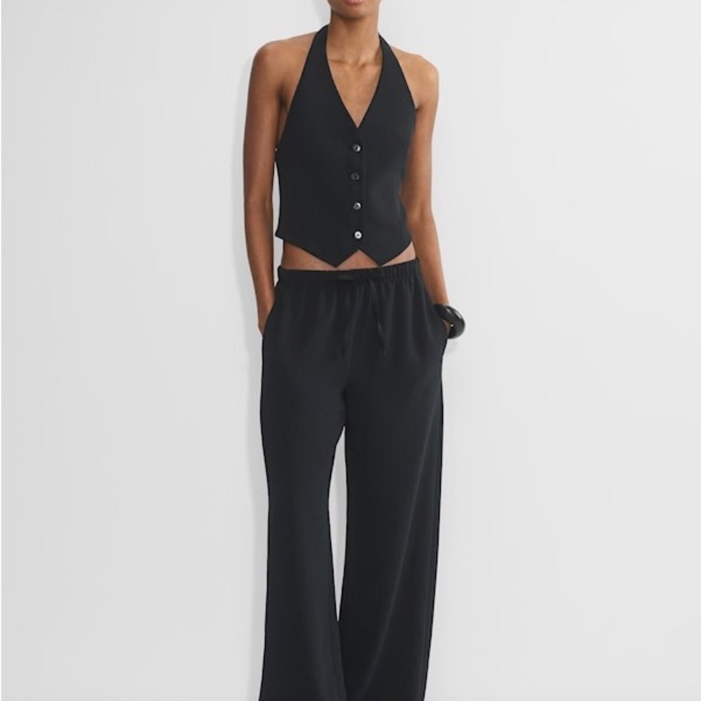 Aritzia Black Wide Leg Pants with Elastic Waistband